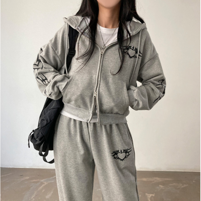 早秋預訂|Y2K風運動ZIPUP HOODIE外套連長褲SET 早秋預訂|Y2K風運動ZIPUP HOODIE外套連長褲SET