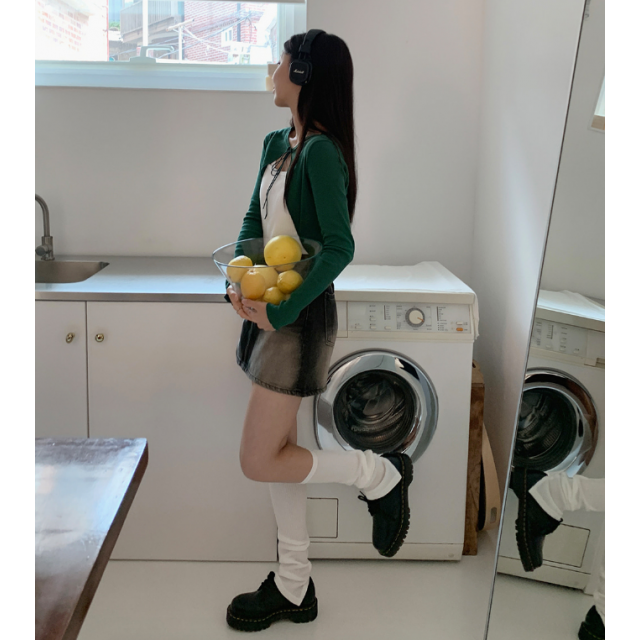 早秋現貨｜雙色VINTAGE中低腰水洗牛仔短裙