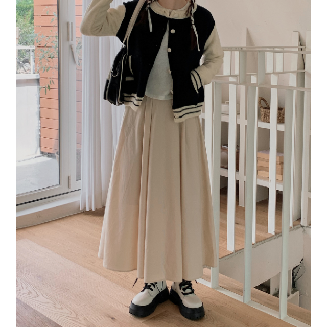 早秋現貨|打摺後鬆緊腰長裙 早秋現貨|打摺後鬆緊腰長裙