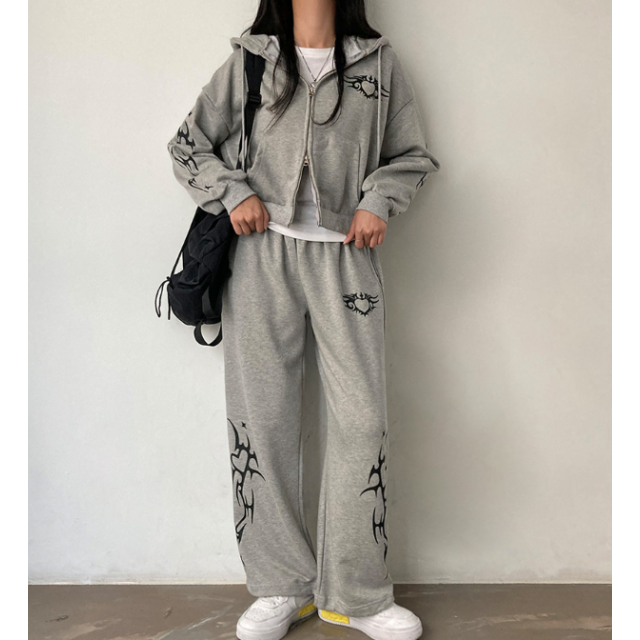 早秋預訂|Y2K風運動ZIPUP HOODIE外套連長褲SET 早秋預訂|Y2K風運動ZIPUP HOODIE外套連長褲SET