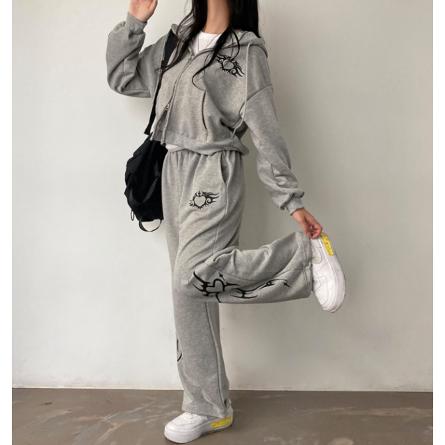 早秋預訂|Y2K風運動ZIPUP HOODIE外套連長褲SET 早秋預訂|Y2K風運動ZIPUP HOODIE外套連長褲SET
