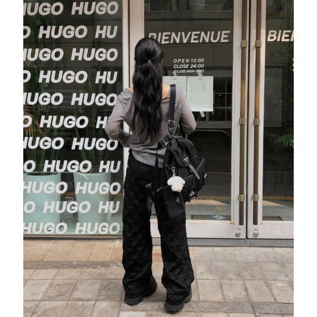 早秋預訂｜蝴蝶結凸紋側綁帶長褲