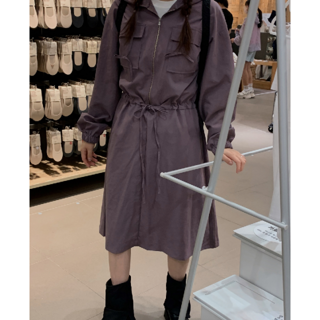 早秋預訂｜工裝ZIPUP HOODIE口袋束身連身裙