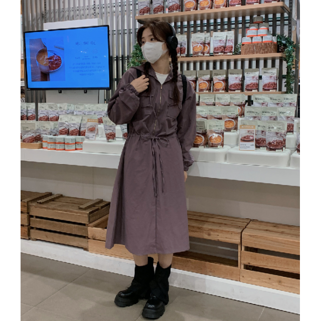 早秋預訂｜工裝ZIPUP HOODIE口袋束身連身裙