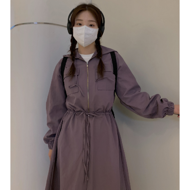 早秋預訂｜工裝ZIPUP HOODIE口袋束身連身裙