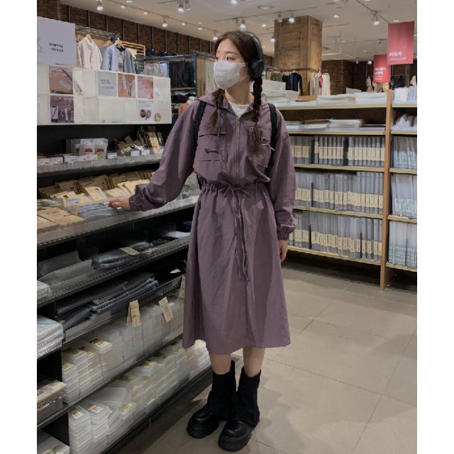 早秋預訂｜工裝ZIPUP HOODIE口袋束身連身裙