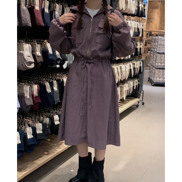 早秋預訂｜工裝ZIPUP HOODIE口袋束身連身裙