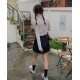 早秋預訂|暗直紋層疊綁帶假兩件背心長袖上衣 早秋預訂|暗直紋層疊綁帶假兩件背心長袖上衣