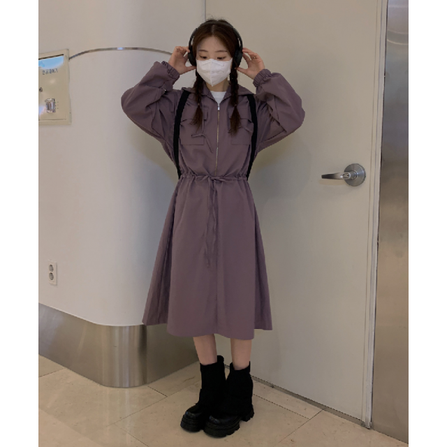 早秋預訂｜工裝ZIPUP HOODIE口袋束身連身裙