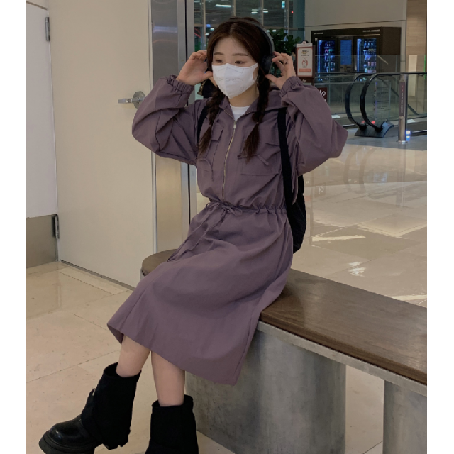 早秋預訂｜工裝ZIPUP HOODIE口袋束身連身裙