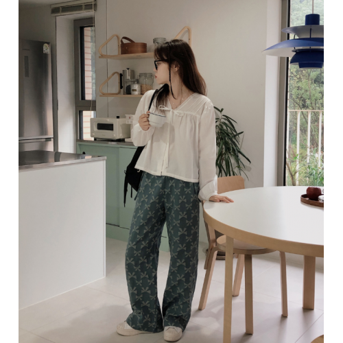 早秋預訂｜蝴蝶結凸紋側綁帶長褲