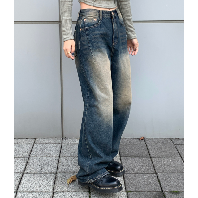 早秋預訂｜LINE VINTAGE WASHING DENIM WIDE PANTS