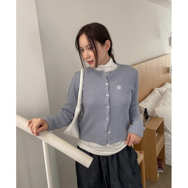 預訂｜MUAHMUAH LOGO SLIM FIT HEAVY KNIT CARDIGAN (4 COLOR)