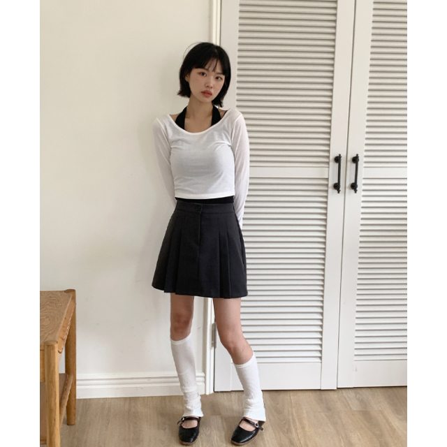 早秋預訂｜雙摺A字鈕扣短裙