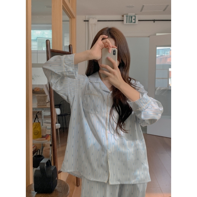 23F/W 預訂｜JUUNEEDU Mone Flower Stripe Pajamas (2 COLOR)