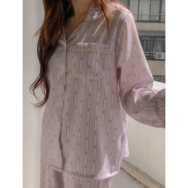 23F/W 預訂｜JUUNEEDU Mone Flower Stripe Pajamas (2 COLOR)