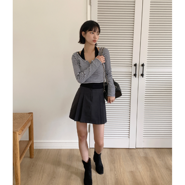 早秋預訂｜雙摺A字鈕扣短裙
