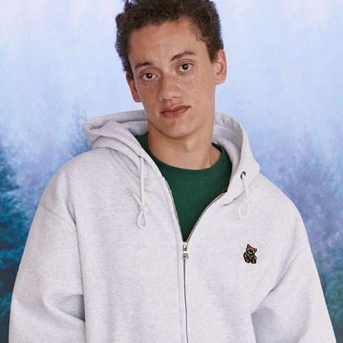 23F/W 預訂｜AMBLER MINI SMILE BEAR OVERFIT HOODIE ZIP-UP (2 COLOR)
