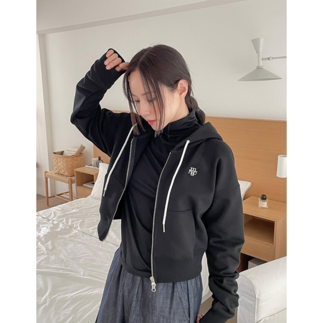 預訂｜MUAHMUAH STITCH LOGO CROP HOOD ZIPUP (2 COLOR)