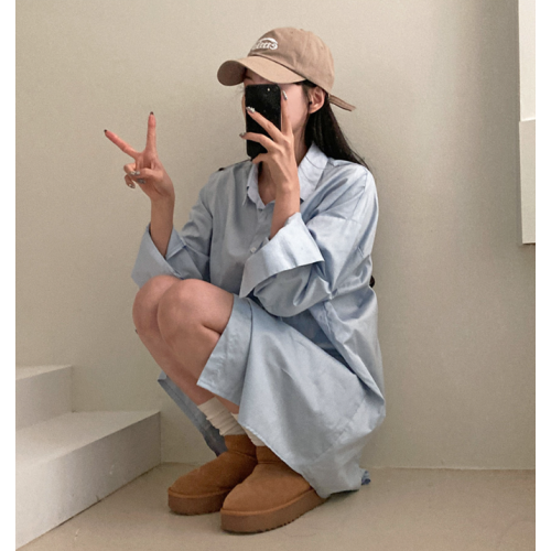 早秋預訂｜男友風寛鬆恤衫連身短裙