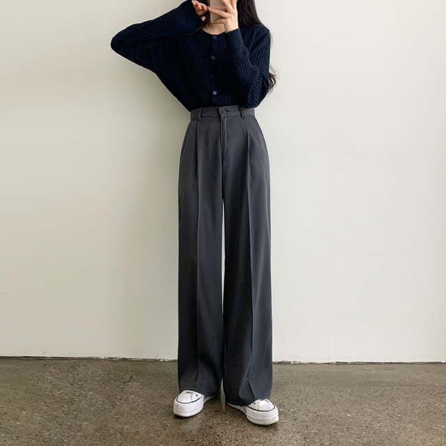 秋冬預訂｜4色基本打摺西裝寛褲(3長度，S-XL)