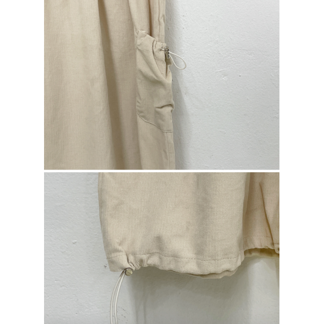 早秋預訂｜燈芯絨側抽繩口袋索繩背心連身裙
