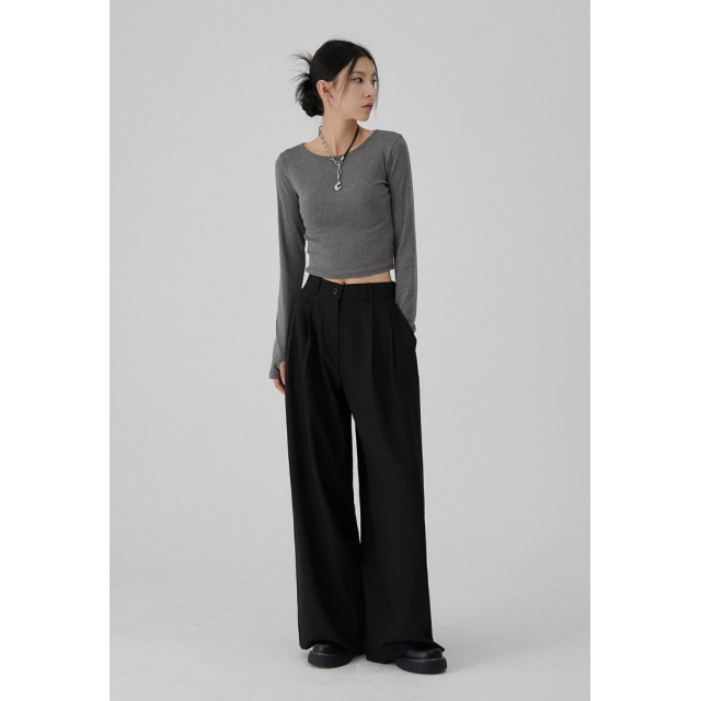 預訂｜ACOVER PINTUCK HIDDEN BANDING WIDE SLACKS (2 COLOR)