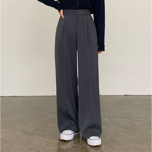 秋冬預訂｜4色基本打摺西裝寛褲(3長度，S-XL)