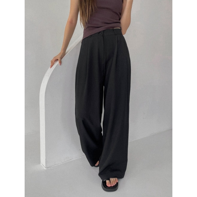 預訂｜ACOVER PINTUCK HIDDEN BANDING WIDE SLACKS (2 COLOR)