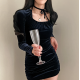 秋冬預訂｜【年終造型】VELVET 束繩綁帶抓皺連身裙