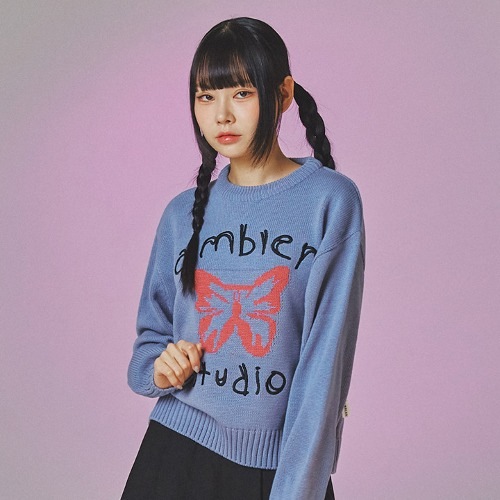 23F/W 預訂｜AMBLER PINK BUTTERFLY CROP SWEATER (2 COLOR)
