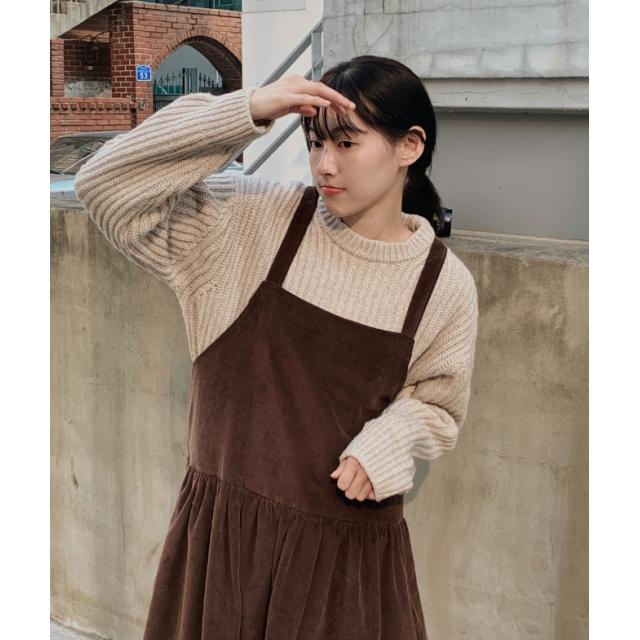秋冬預訂｜燈芯絨背帶連身長裙