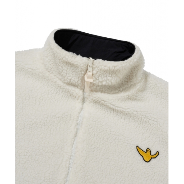 現貨｜WHAT IT ISNT ANGEL REVERSIBLE FLUFFY ZIP UP - IVORY/BLACK