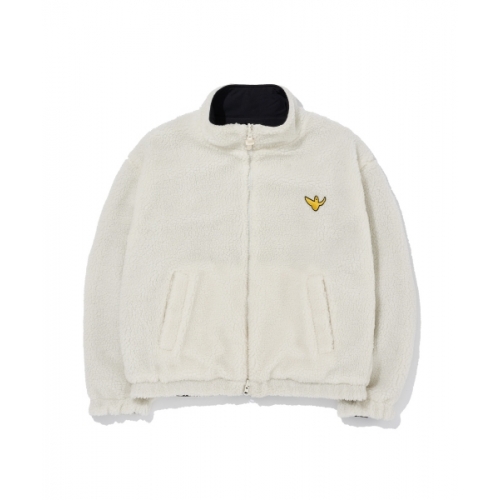 現貨｜WHAT IT ISNT ANGEL REVERSIBLE FLUFFY ZIP UP - IVORY/BLACK
