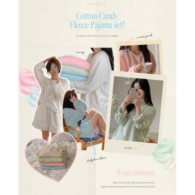 23F/W 預訂｜JUUNEEDU Cotton Candy Fleece Pajamas Set (4 COLOR)