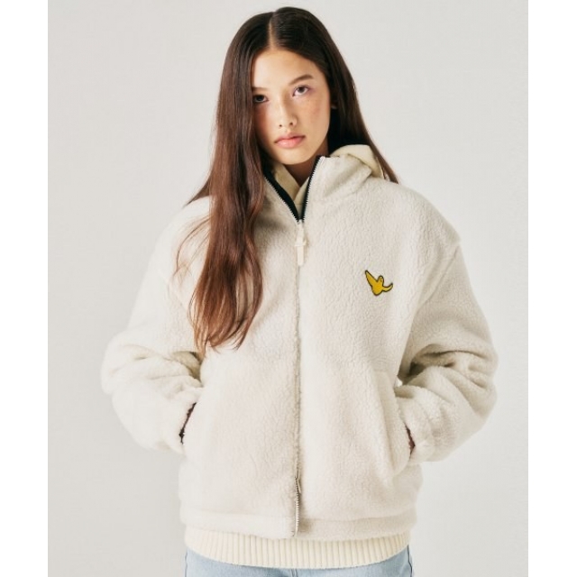 現貨｜WHAT IT ISNT ANGEL REVERSIBLE FLUFFY ZIP UP - IVORY/BLACK