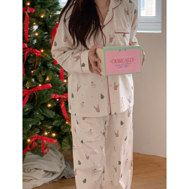 23F/W 預訂｜JUUNEEDU Merry Claus Pajamas Set (2 COLOR)