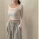 1月回饋優惠❤️預訂｜6色U領掛脖修身短版長袖T 恤