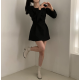 春季預訂｜方領後背蝴蝶結抽褶泡泡連身裙
