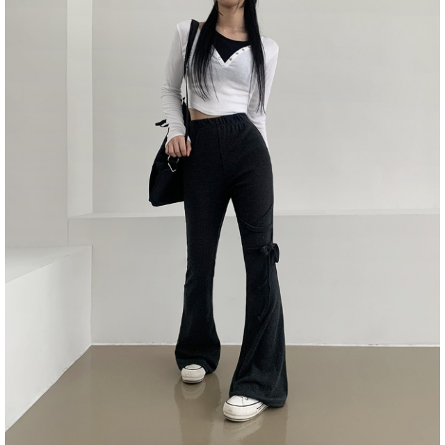春季預訂｜包覆絲帶微喇叭褲