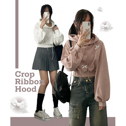 春季現貨｜RIBBON CROP SIZED HOODIE