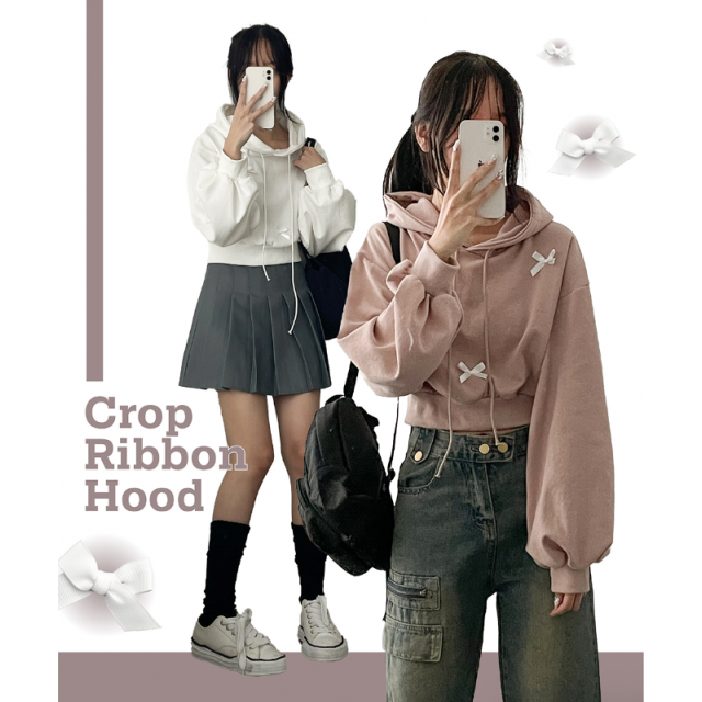 春季現貨｜RIBBON CROP SIZED HOODIE