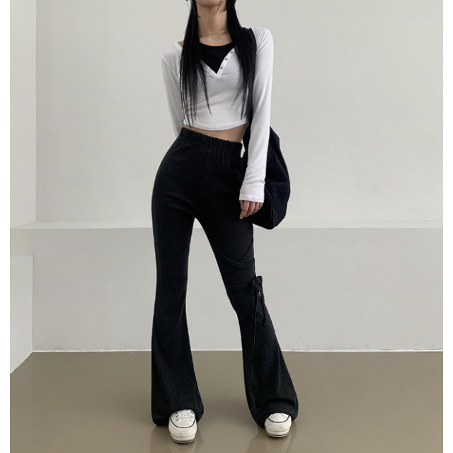 春季預訂｜包覆絲帶微喇叭褲