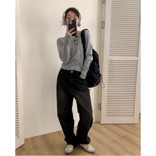 春季預訂｜黑色牛仔WASHING WIDE PANTS