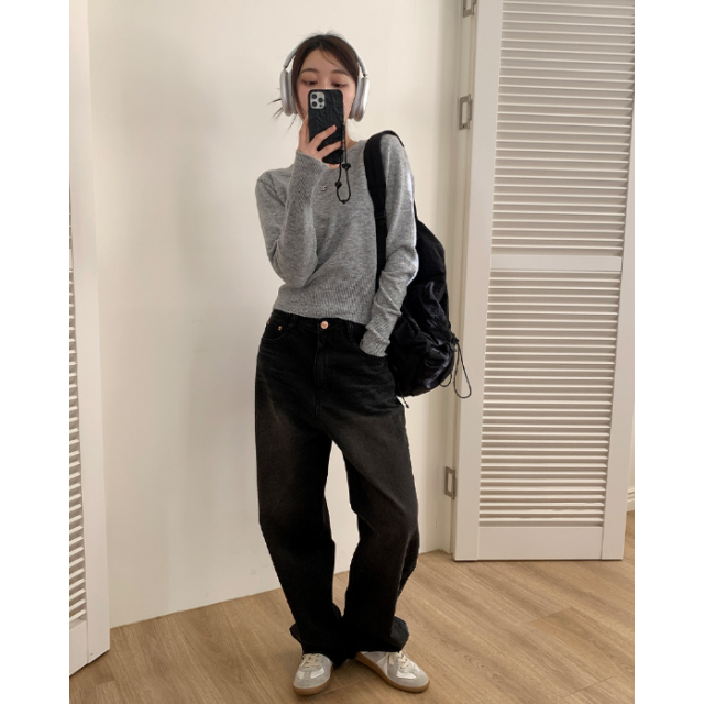 春季預訂｜黑色牛仔WASHING WIDE PANTS