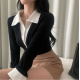 春季預訂|襯衫分層短版針織開襟衫 春季預訂|襯衫分層短版針織開襟衫