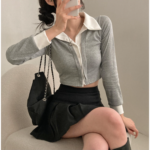 春季預訂|學院風領帶分層羅紋開襟衫 春季預訂|學院風領帶分層羅紋開襟衫