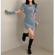 春季預訂｜WARMER SET! 心口開衩泡泡袖短袖羅紋連身裙