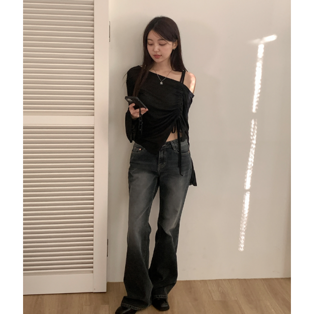 春季預訂|4色半喇叭型水洗牛仔褲 春季預訂|4色半喇叭型水洗牛仔褲