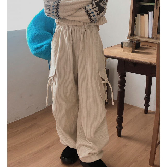 秋冬預訂｜燈芯絨絲帶CARGO工裝褲